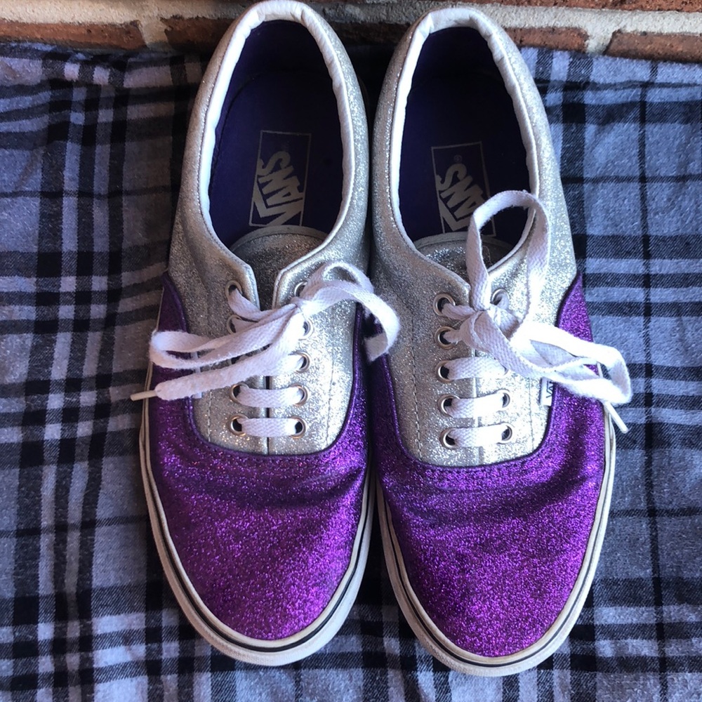 Vans Purple & Silver Glitter Shoes! So Sparkly!